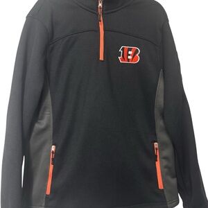 CINCINNATI BENGALS NFL Black 1/4 Zip Pullover Ribbed Jacket Fleece Lined Size M